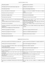 English Worksheet: Speaking Topics