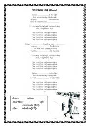 English Worksheet: WE FOUND LOVE by Rihanna