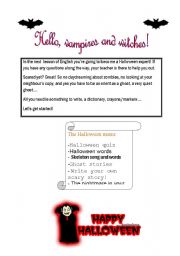 English worksheet: Halloween lesson 1