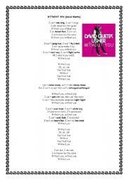 English Worksheet: WITHOUT YOU by David Ghetta