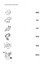 English worksheet: linking animals kids