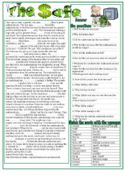 English Worksheet: The Safe(Simple Past-Reading Comprehension)