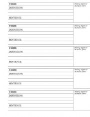 English Worksheet: Blank New Vocabulary Dictionary