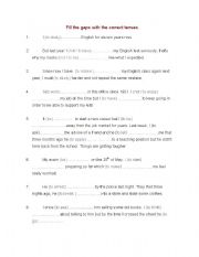 English Worksheet: Tenses Revision