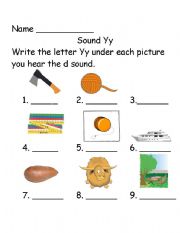 English Worksheet: Beginning sounds Yy 