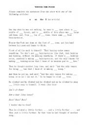 English Worksheet: Winnie the Pooh Article Gap fill (Adults)