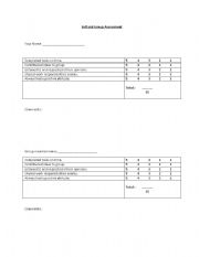 English worksheet: group and self assessment form