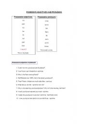 English worksheet: Possessive pronouns