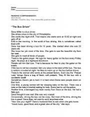 English Worksheet: The Bus Driver