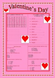 English Worksheet: St Valentine s Day  set of  exercises