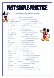 English Worksheet: Past Simple 50 sentences to practise , 2 pages