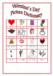 English Worksheet: ST VALENTINE S DAY DICTIONARY  - COMPLETE LETTERS