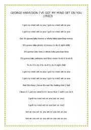 English worksheet: Mind phrases- Got my mind set on you song