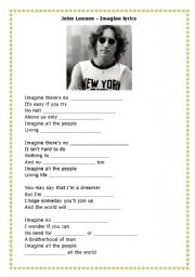 English Worksheet: Imagine - creative thinking - John Lennon