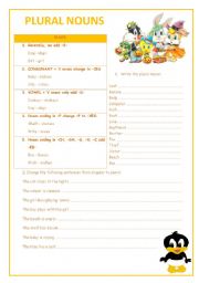 English Worksheet: PLURAL NOUNS