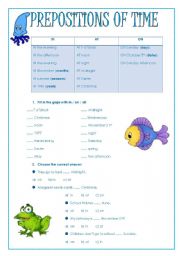 English Worksheet: Prepositions of time: in - on - at