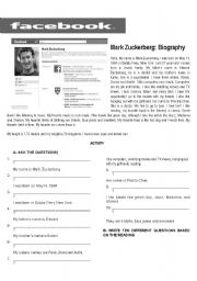 English Worksheet: MARK ZUCKERBERG BIOGRAPHY