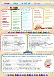 English Worksheet: Some, any, much, many, a lot of