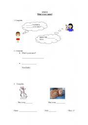 English worksheet: whats you name