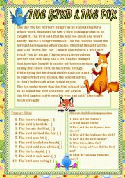 English Worksheet: The bird and the fox