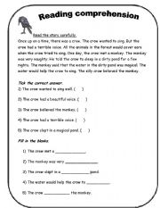 English Worksheet: Reading comprehension