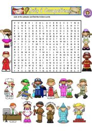 English Worksheet: JOBS - WORDSEARCH