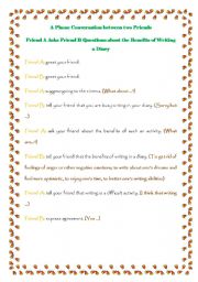 English Worksheet: THE BENEFITS OF WRITING IN A DIARY
