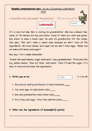 English Worksheet: reading comprehension