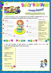 English Worksheet: Daily Routines: Simple Present  -   Speaking  +  Writing
