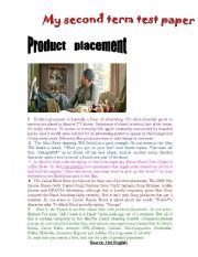 English Worksheet: Product Placement in Flms