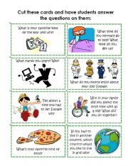 English Worksheet: Conversation Cards