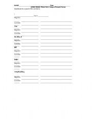 English worksheet: Simple Present Tense Verb  Practice 2: declarative, negative, question