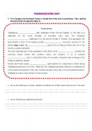 English worksheet: Thanksgiving Day