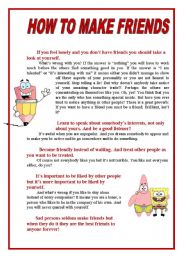 English Worksheet: how to make friends