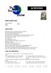 English Worksheet: truman show activities