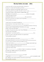 English Worksheet: Perfect modals- The day before you came song