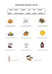 English Worksheet: Halloween matching activity