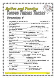 234 gap fills/5 exercises/8 pages Tenses (active/passive) KEY included
