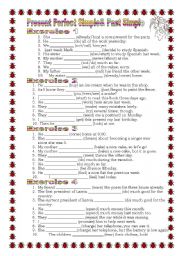 English Worksheet: Grammar from A to Z Past Simple & Present Perfect Simple (8-25) 