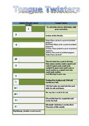 English Worksheet: Pronounciation Tongue Twister 