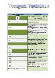 English Worksheet: Pronounciation Tongue Twister 