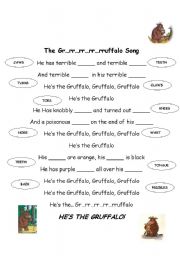 English worksheet: The Gruffalo Song worksheet