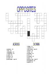 English Worksheet: Opposites