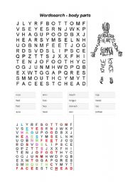 English Worksheet: Word search - body parts