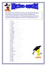 English Worksheet: ADJECTIVES  FIND OPPOSITES 