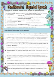 English Worksheet: CONDITIONALS & rEPORTED SPEECH