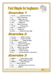 English Worksheet: 5 exercises/50 sentences Past Simple for beginners