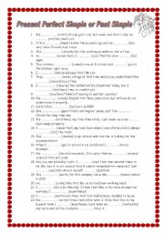 English Worksheet: 45 gap fills Present Perfect Simple and Past Simple