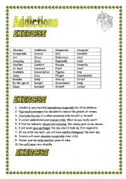 English Worksheet: Addictions New vocabulary + FCE type exercise (multiply choice) KEY included