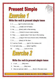3 pages/4 exercises/42 sentences Present Simple for Beginners